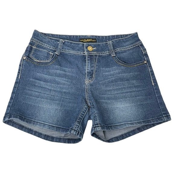 Southpole Embellished Pockets Women's Medium Wash Denim Jean Shorts Y2K - Picture 2 of 10